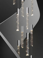 Luxury Crystal Column LED Chandelier Pendant for Staircase Home Decor