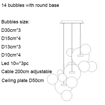 Mickey Bubble Chandeliers: Nordic Glass LED Lamp for Kitchen Home Decor