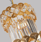 Luxury Crystal Chandelier: Elegant Staircase Lighting Fixture for Villa, Gold Stainless Steel