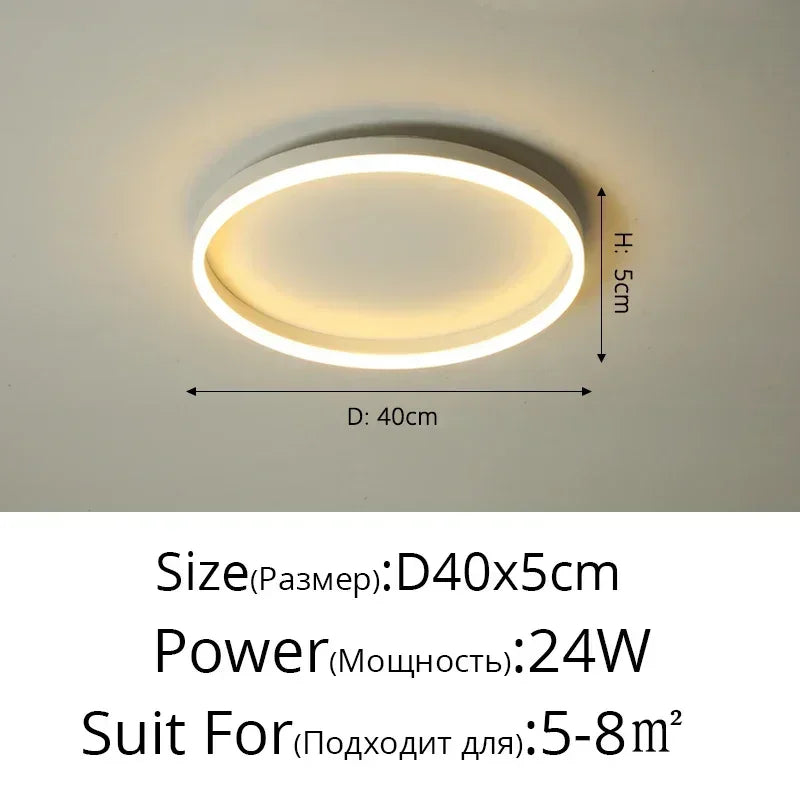 Modern Round Bedroom LED Ceiling Light for Living Room Study, Home Decor Lighting