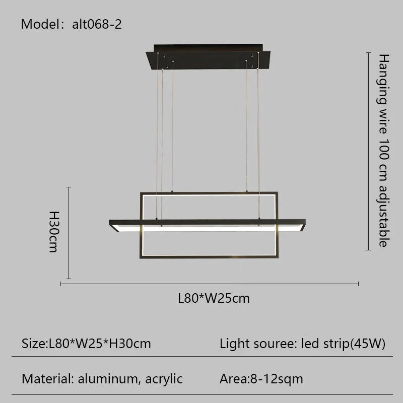 LED Rectangle Pendant Lights for Dining Room and Kitchen