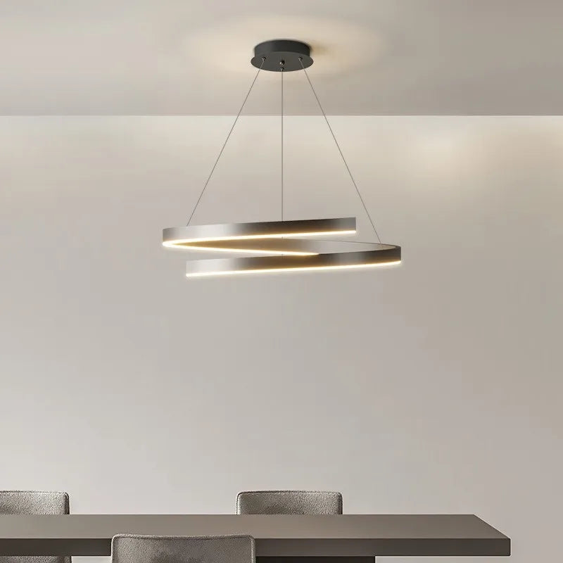 Spiral Aluminum LED Chandelier for Kitchen Dining Bedroom Suspension Luminaire
