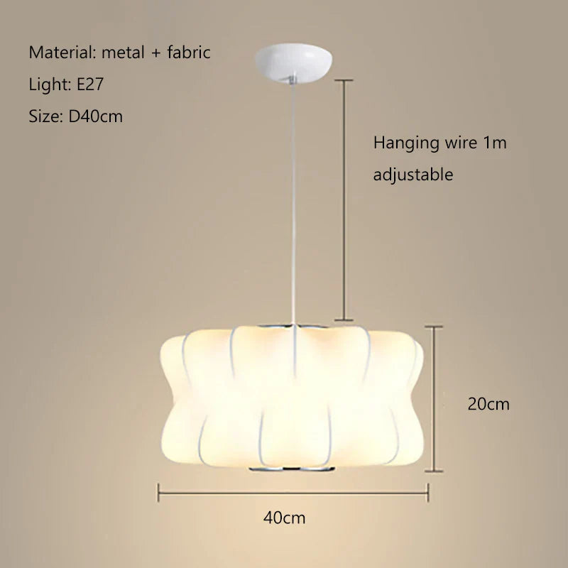 Tatami Fabric Shade LED Pendant Lights for Living Dining Bedroom