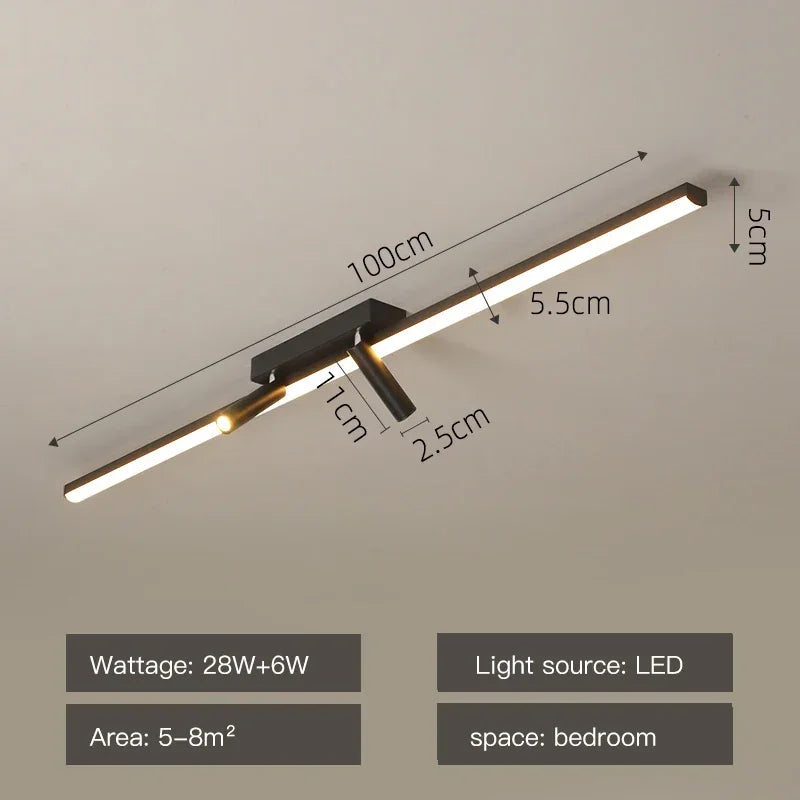 Acrylic Black Strip LED Chandeliers for Indoor Living Dining Room