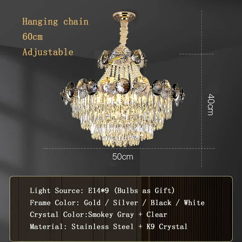 Modern Crystal Chandeliers for Luxury Living Room Staircase Lighting