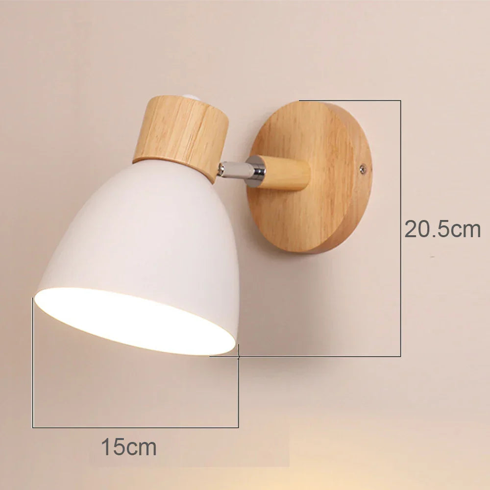 Wood Bedroom Wall Light Modern Macaron LED Sconce, Nordic Minimalist Design