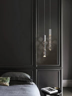 Luxury Crystal Column LED Chandelier Pendant for Staircase Home Decor