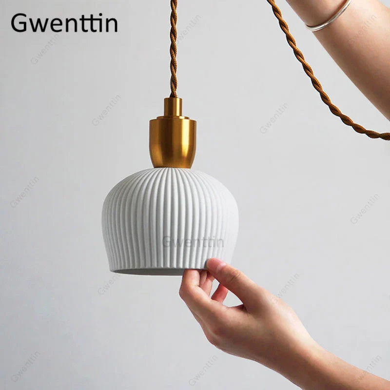Ceramic Pendant Light: Vintage Nordic Hanging Lamp for Dining Room Kitchen Ceiling Chandelier