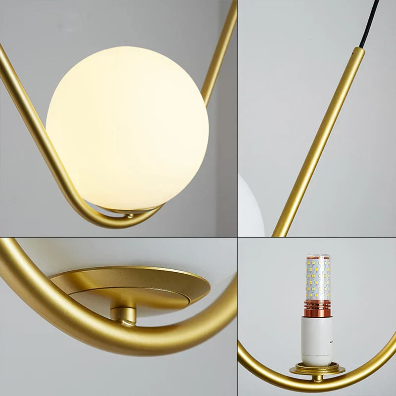 Perle Trio Pendant Lamp: Golden Black Metal Linear Dining Light