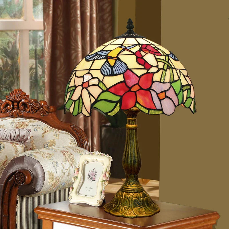 Dragonflys Tiffany Stained Glass Table Lamp Vintage Bedroom Desk Light