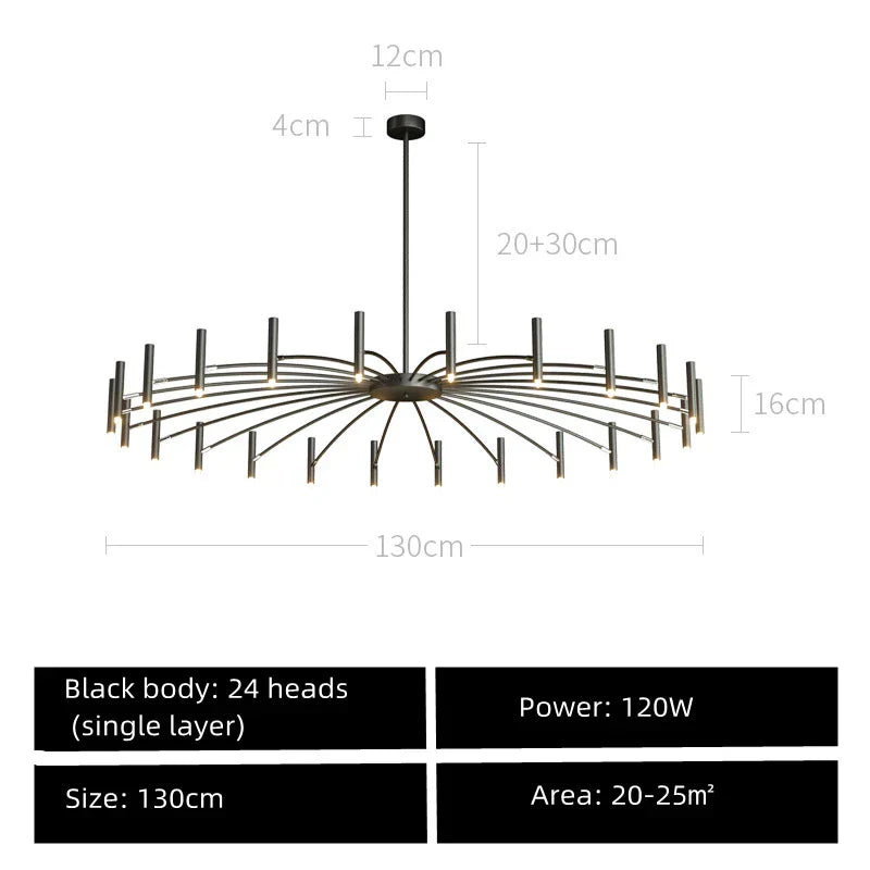 Black Sputnik Chandelier: Nordic Design, Adjustable Lighting for Home Décor
