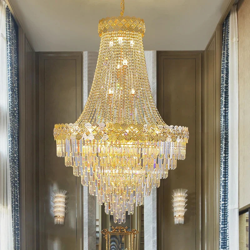 Crystal Chandelier Villa Living Room Modern Light Luxury Hotel Lobby Elegant Staircase