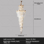 Crystal Duplex Chandelier: Luxury Living & Stair Lamp for Loft Apartment & Villa