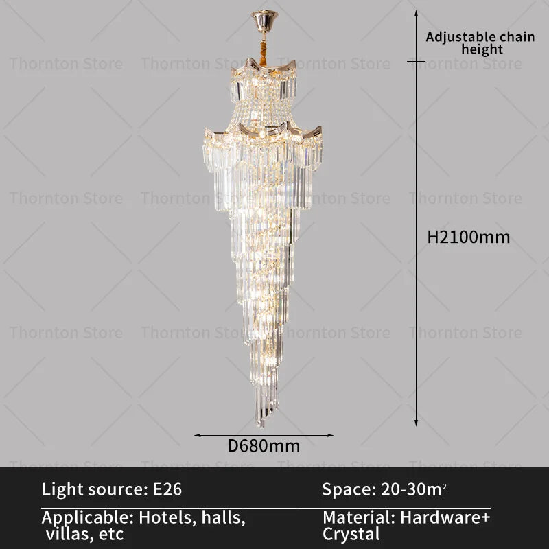Crystal Duplex Chandelier: Luxury Living & Stair Lamp for Loft Apartment & Villa