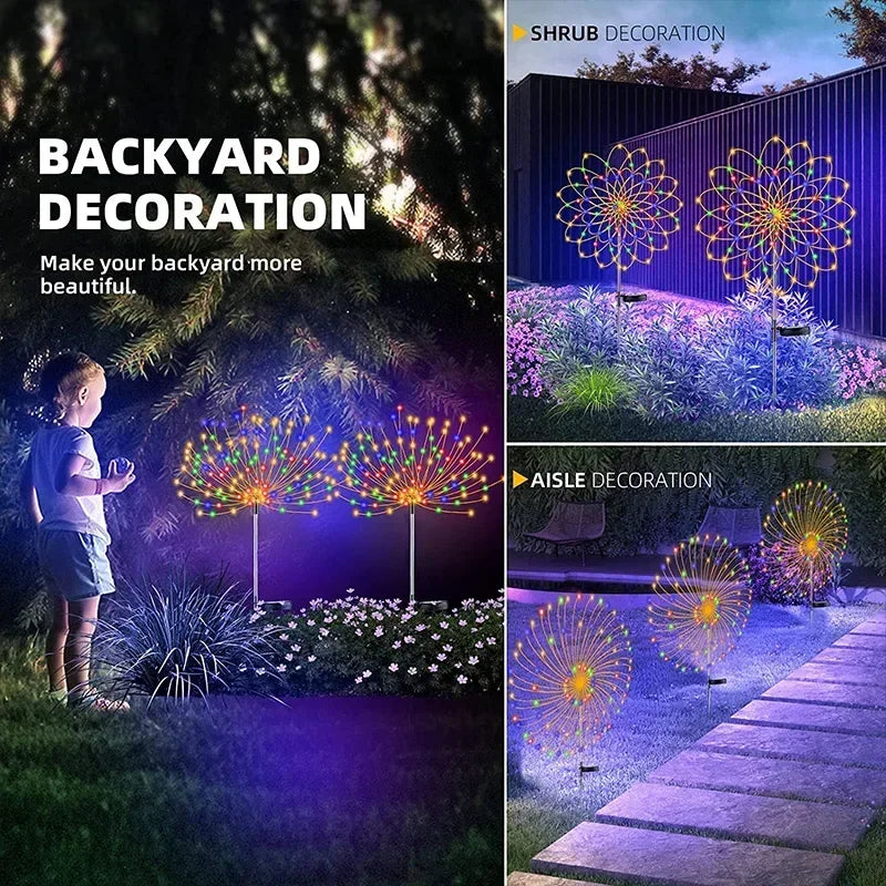 Solar Firework Fairy Lights Outdoor Decoration for Garden, Patio, Party