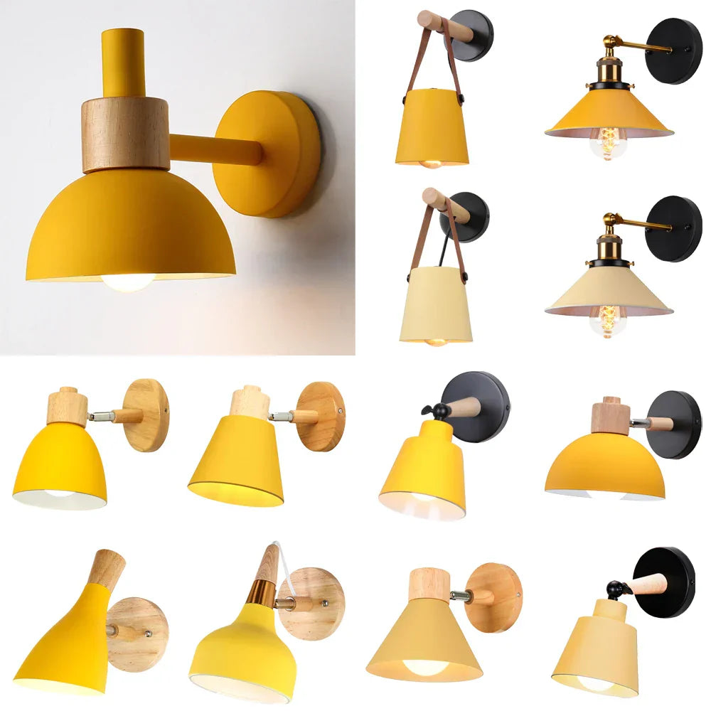 Wood Wall Sconce LED Light Modern Nordic Style Bedroom Home Decor Lighting