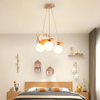 Wooden Airplane Chandelier for Boy's Room & Kindergarten - Creative & Modern Cartoon Lights