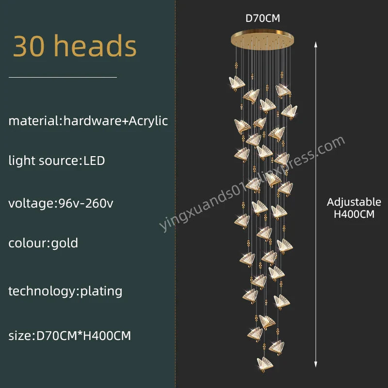 Butterfly Acrylic Chandelier Modern Ceiling Light Pendant Lamp for Living Room