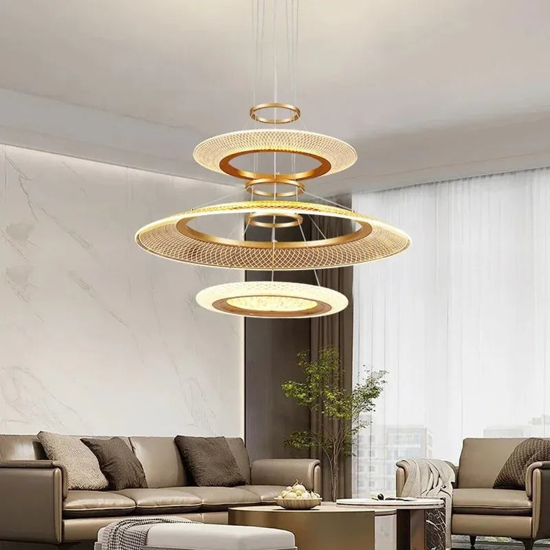 LED Ring Chandelier: Luxury Living Room Lighting Fixture