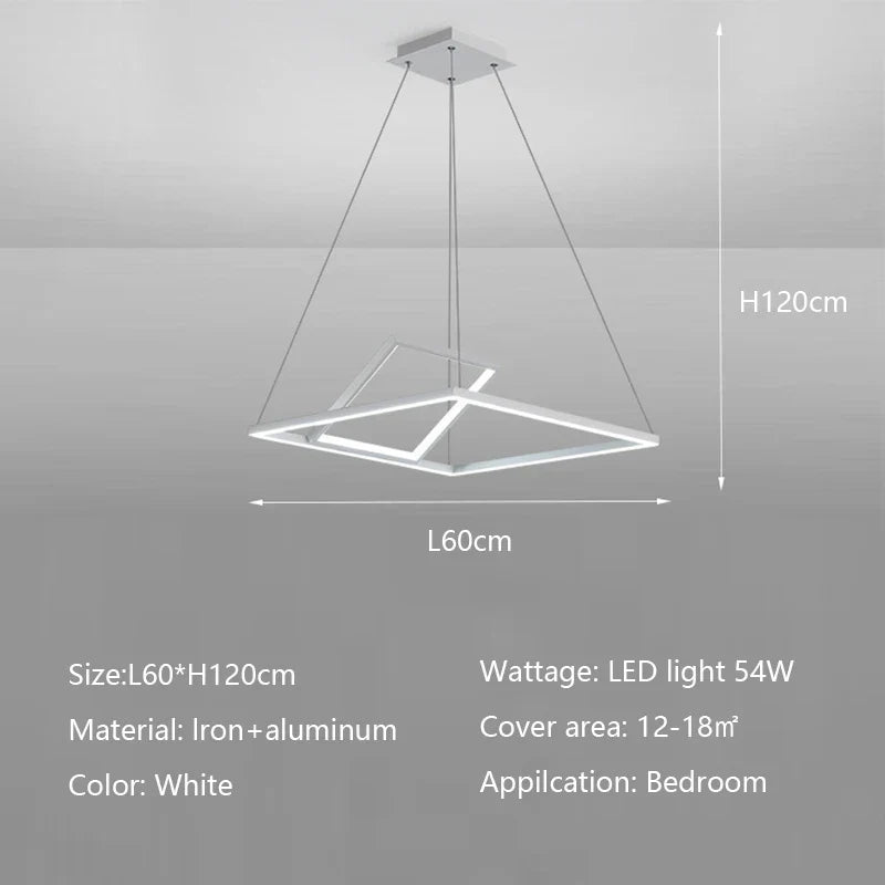 Modern Minimalist LED Ceiling Chandelier Dimmable Bedroom Living Room Lighting