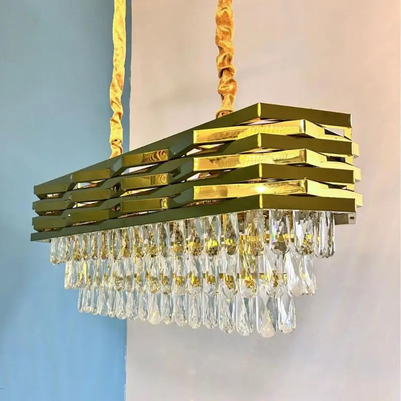 Stainless Steel Crystal Chandelier for Modern Living and Dining Spaces