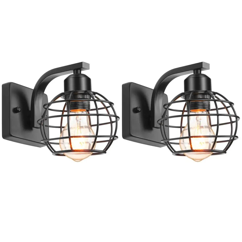 Industrial Vintage LED Wall Light Iron Cage Sconce Indoor Lighting