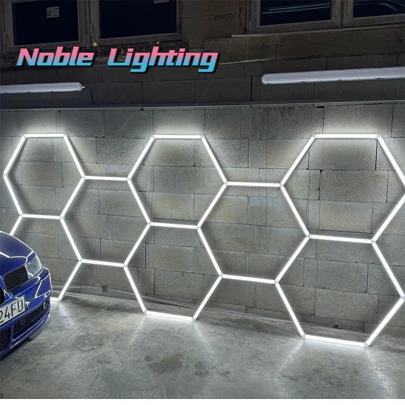 Hexagon LED Honeycomb Light: Ultra Bright Ceiling Lighting for Garage, Workshop, Showroom, Barber