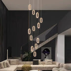 LED Chandeliers: Luxury Staircase Pendant Lamps, Long Hanging Gold Fixture
