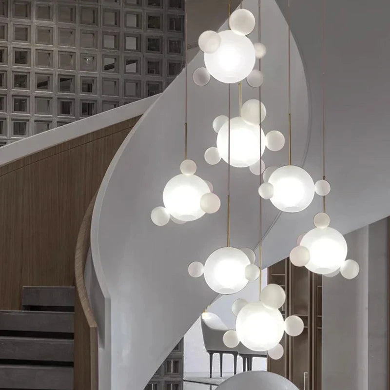 Nordic Home Decoration Stair Chandelier Living Dining Room Pendant Ceiling Light Indoor Lighting Afralia™