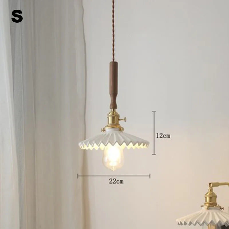 Nordic Wooden Glass Pendant Chandelier for Bedroom Living Dining Room