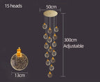 Crystal Chandelier LED Pendant Light for Modern Duplex Building Staircase
