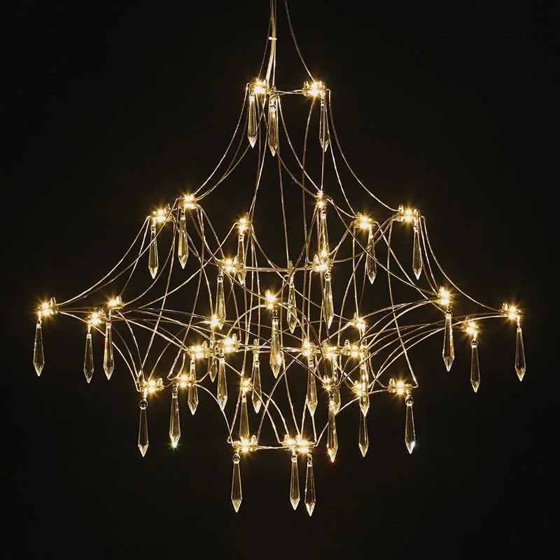 Starry Rain Crystal Chandelier: Luxury LED Lighting Decor for High Floors