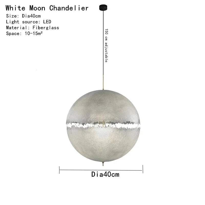 Moon LED Chandelier Fiberglass Pendant Lamp for Home Decor Lighting