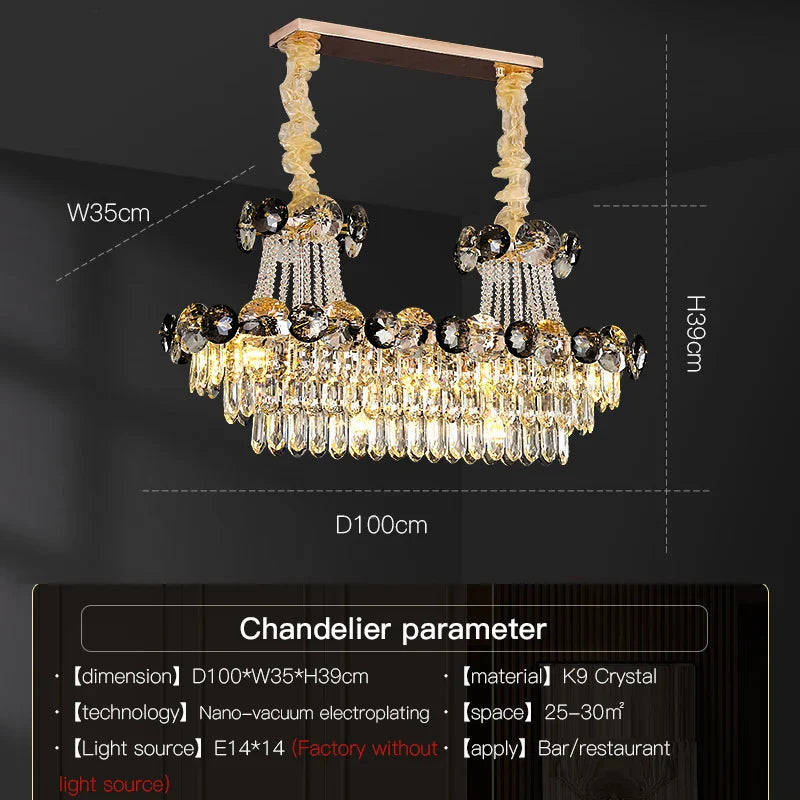 Crystal Light Luxury Chandelier for Living Room Dining Bedroom