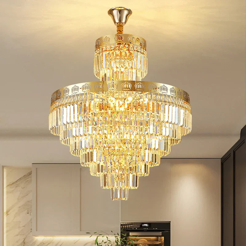 Crystal Duplex Chandelier for Luxury Hollow Living Room Décor