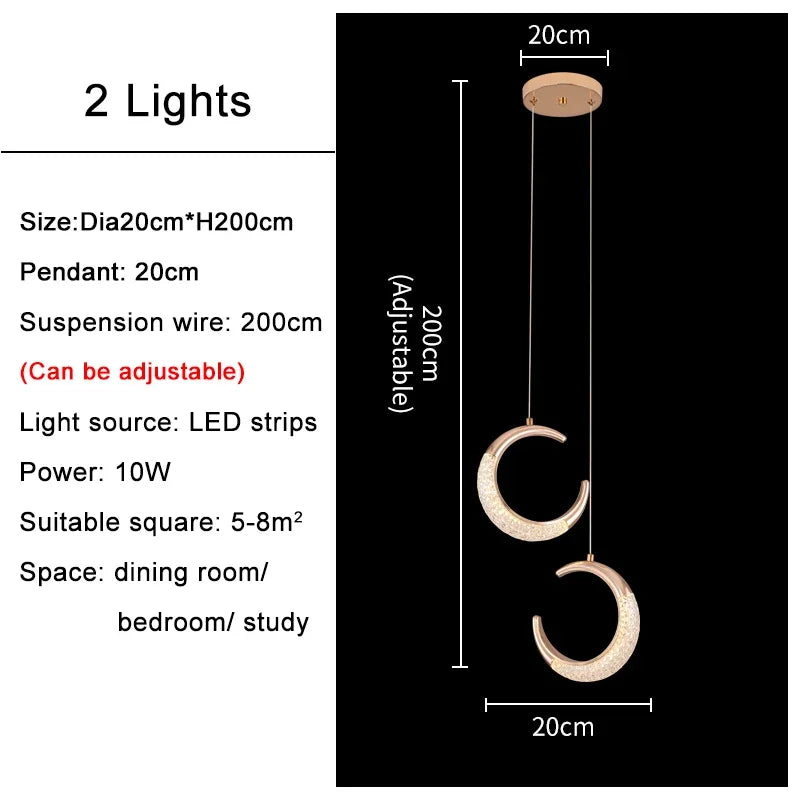 Moon Design Acrylic LED Chandelier Modern Staircase Pendant Light