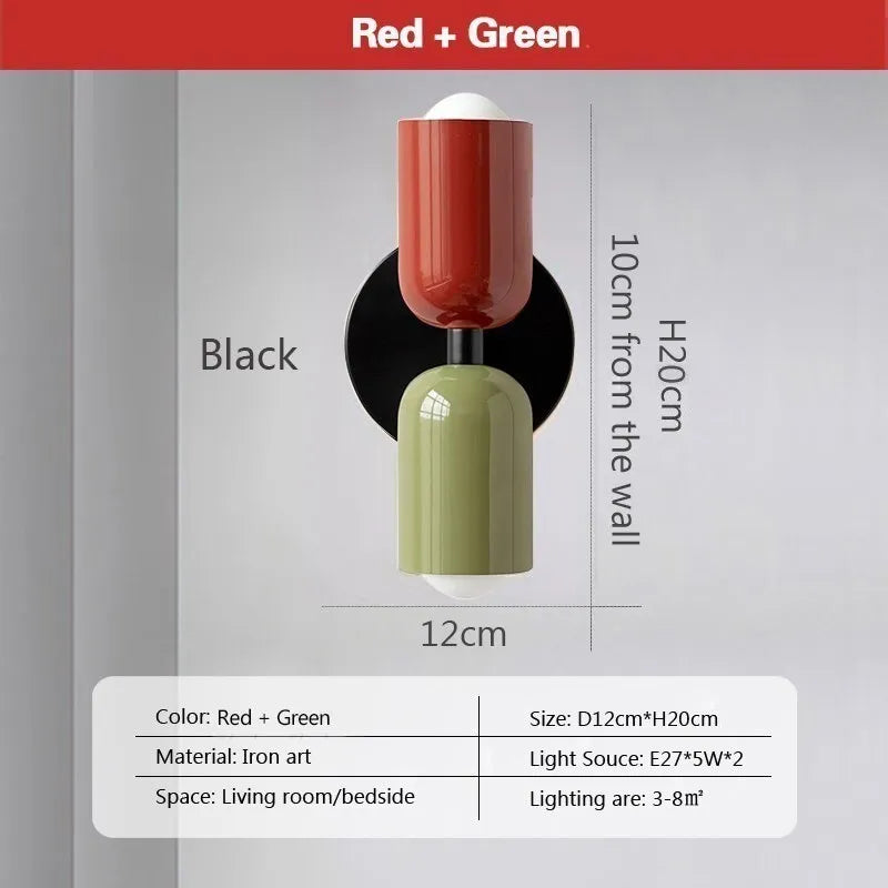 Nordic LED Colorful Wall Lights Modern Bedroom Living Room Background Wall Lamp