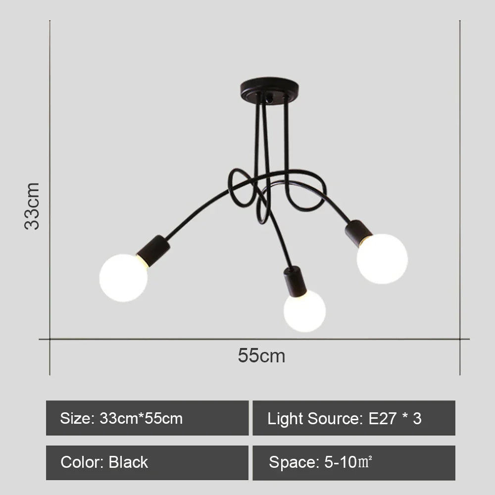 Sputnik Ceiling Chandelier: Modern Nordic Semi Flush Mount Lighting Fixture