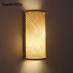 Bamboo Wall Lights Sconces LED Fixtures for Bedroom Bathroom Stairs Luminarias