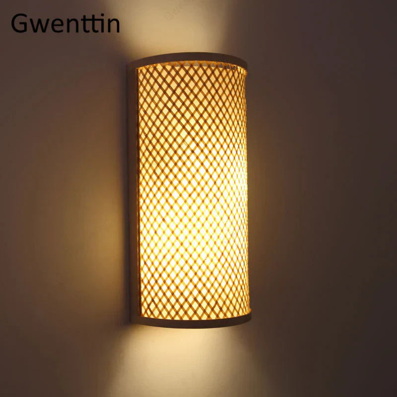 Bamboo Wall Lights Sconces LED Fixtures for Bedroom Bathroom Stairs Luminarias