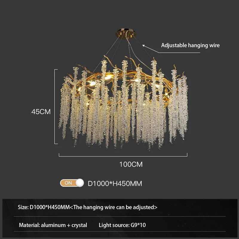 Tassel Crystal Chandelier: Luxury LED Ceiling Pendant for Living, Hotel Hall - Modern Elegance