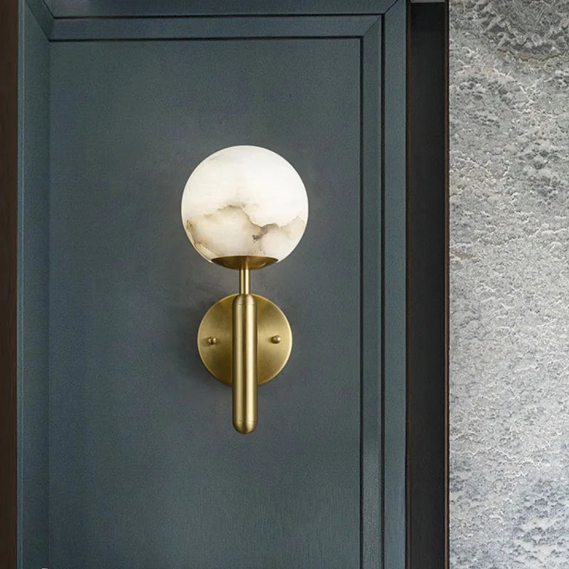 Copper Marble Ball Wall Lamp | Postmodern Luxury LED Lighting
