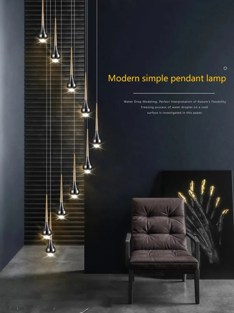 Modern LED Chandelier for Villa Living Room, Staircase Pendant Light