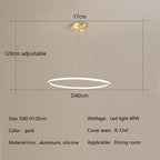 Nordic Round LED Ring Chandelier for Living Dining Bedroom