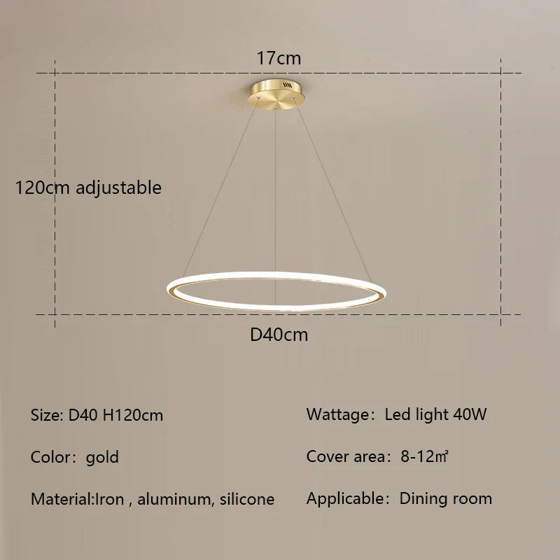 Nordic Round LED Ring Chandelier for Living Dining Bedroom