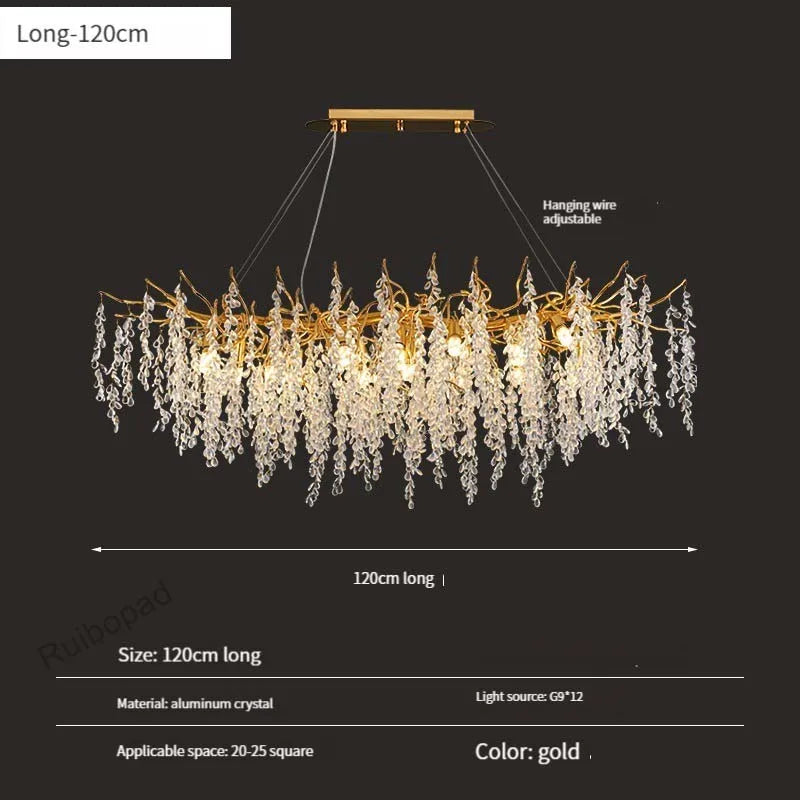 Gold Crystal Grapes Chandelier for Dining Living Room Bedroom