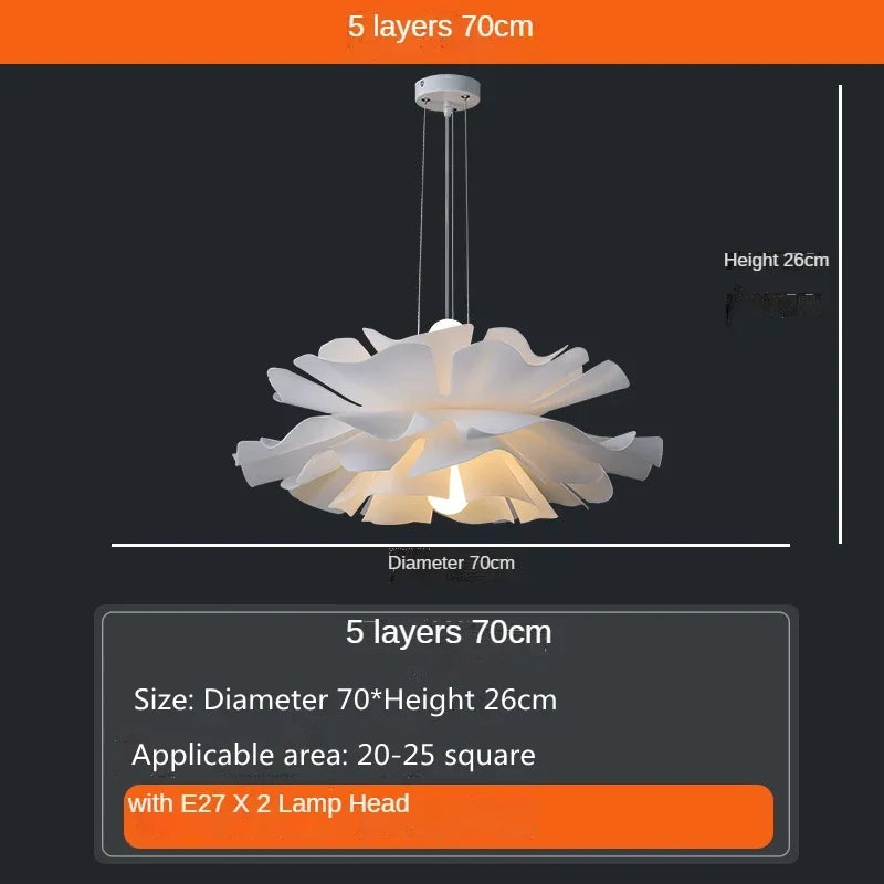 White Acrylic Flower Pendant Chandelier LED Lighting for Home Decor