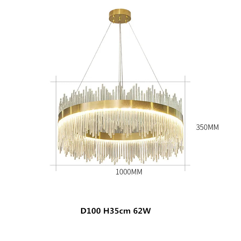 Modern Luxury Glass LED Chandelier Dining Room Dimmable Pendant Lamp