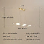 Gold Oval LED Chandelier Dimmable Dining Room Pendant Light Fixture