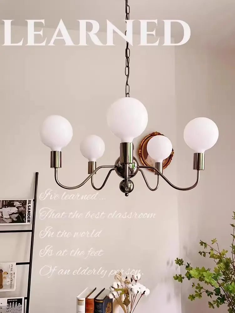 Pearl Black Chandelier: Minimalist High-End Bauhaus Design for Living Room Bedroom Study